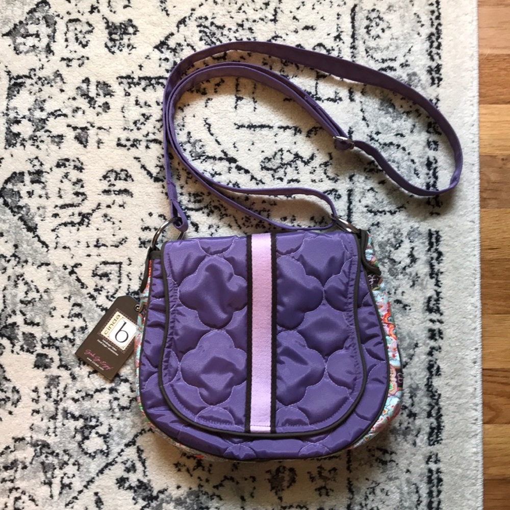 Cinda B purple Saddle Bag style Crossbody purse